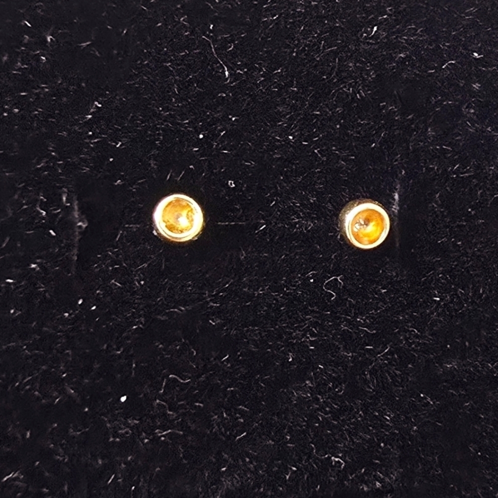 MEJURI Elegant 14k Yellow Gold Geniune White Sapphire Stud Earrings Discontinued